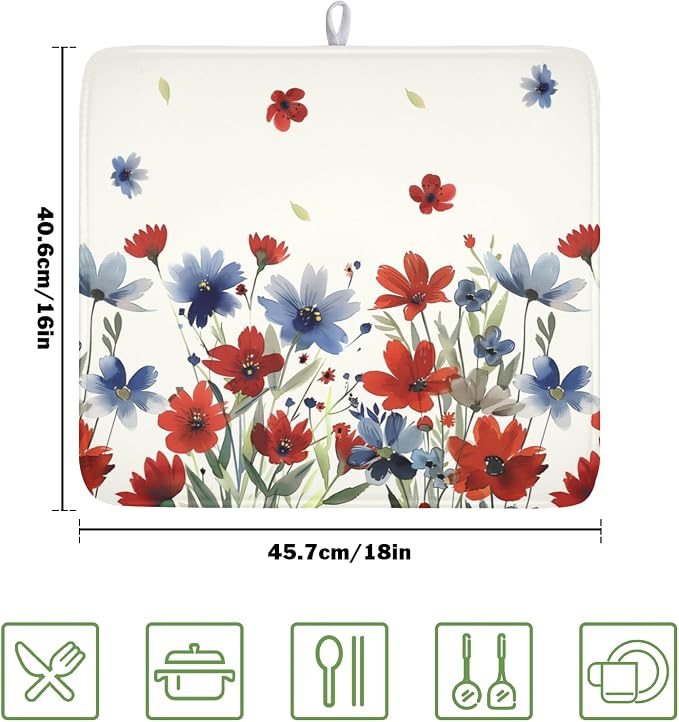4th of July Floral Dish Drying Mat - Image 2