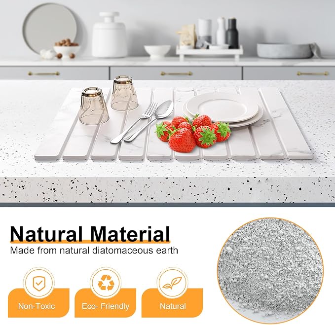 Large Stone Dish Drying Mat, Collapsible Stone Drying Mat - Image 5