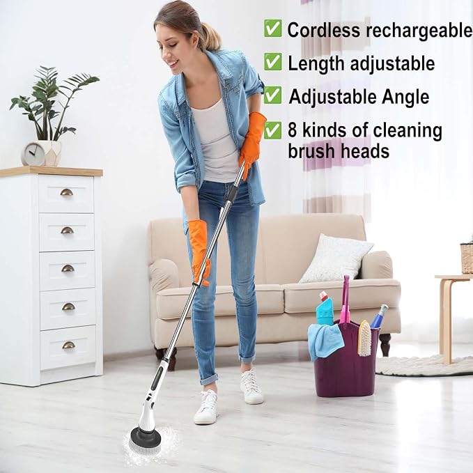 Electric Spin Scrubber, 8 in 1 Electric Cleaning Brush, Cordless Rechargeable - Image 2