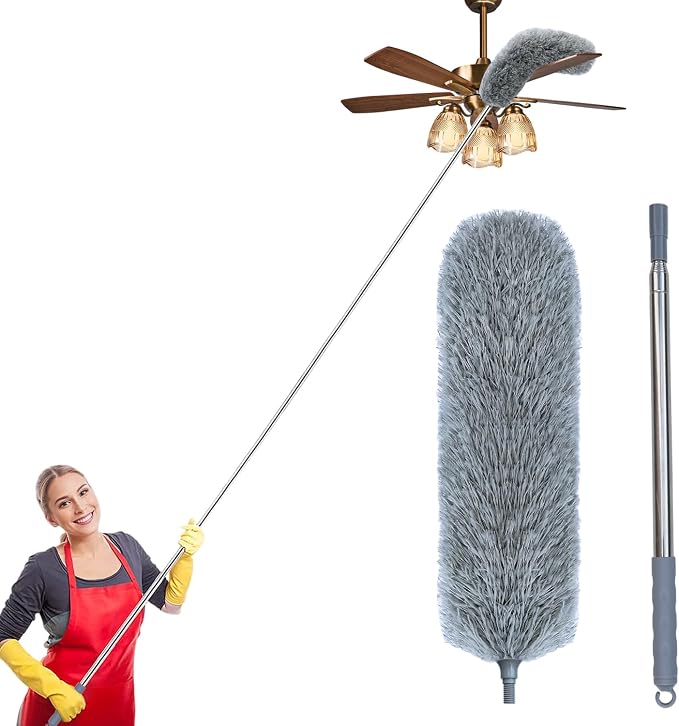 Microfiber Feather Duster with Extendable Pole, 100-inch Extra-Long Dusters by Unknown