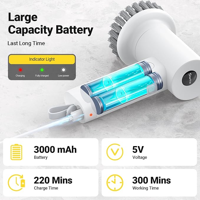 Electric Spin Scrubber, 3000 mAh Cordless Power - Image 6