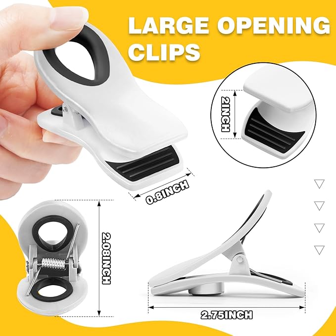10 Pack Magnetic Chip Clips, Bag Clips, Food Clip, Plastic White Snack Clip - Image 4