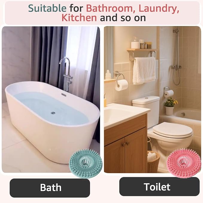 Sink Drain Strainer, Hair Catcher Shower Drain, Bathroom Silicone Bathtub Drain - Image 5