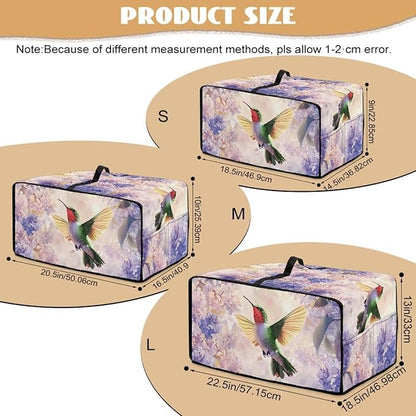 Hummingbird Hydrangea Floral Print Dust Cover for Microwave Oven Waterproof Heavy Duty Microwave Oven Cloth Cover with Storage Pockets Kitchen Appliance Protector, M
