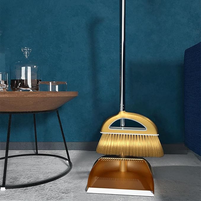 Upgrade Long Handle Broom with Stand Up Dustpan Combo Set - Image 2