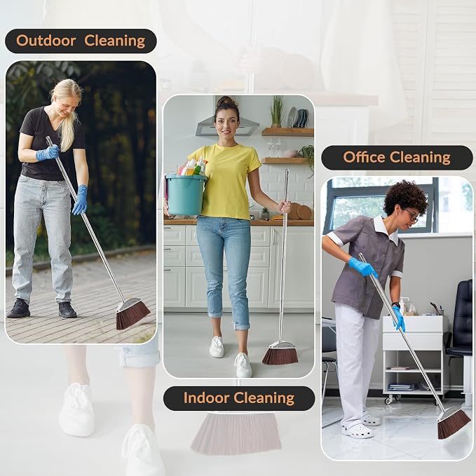 VOOWO Broom with Dustpan Combo Set, Heavy Duty Dust Pan with Long Handle - Image 6