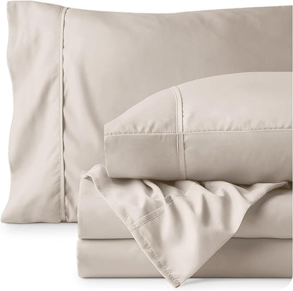 Bare Home California King Sheet Set - 1800 Ultra-Soft Microfiber Bed Sheets - Double Brushed - Deep Pockets - Easy Fit - 4 Piece Set - Bed Sheets (Cal King, Wheat)