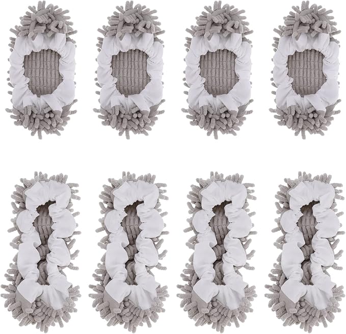 8 Pcs Mop Slippers Socks Floor Cleaning, Microfiber Shoe Covers dust Washable by WellMall