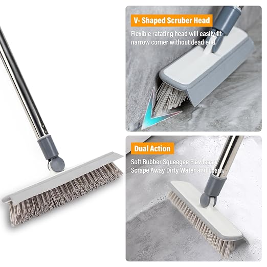 4 in 1 Tile Shower Cleaner Brush, Long Handled Scrub Brush - Image 4