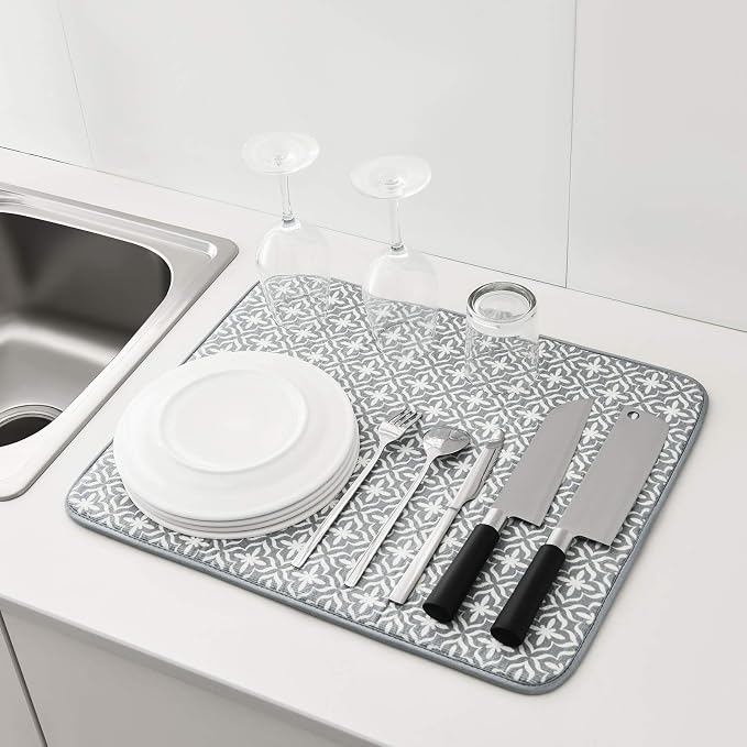 SUBEKYU Dish Drying Mats for Kitchen Counter, Microfiber Absorbent Dish - Image 5