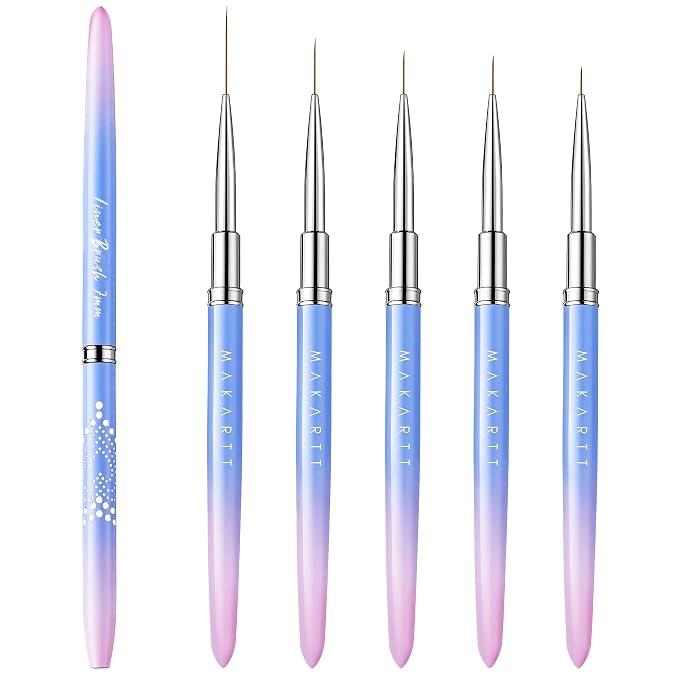 Makartt Nail Art Brushes Set: 5pcs Liner Brushes 7/9/11/15/25mm Thin Nail Art by Makartt