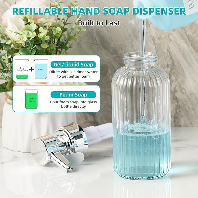 Automatic Foaming Soap Dispenser, 17oz Clear Glass Hand Soap Dispenser - Image 4