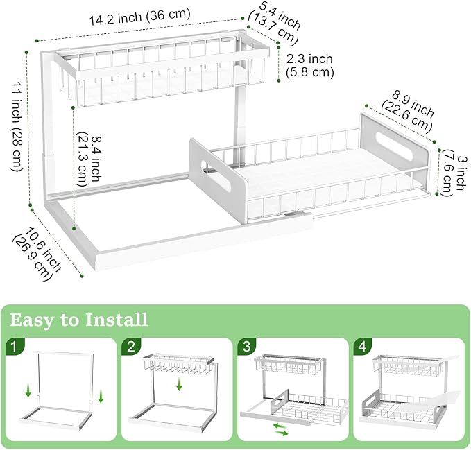 REALINN Under Sink Organizer, Pull Out Cabinet Organizer 2 Tier Slide Out Sink - Image 2