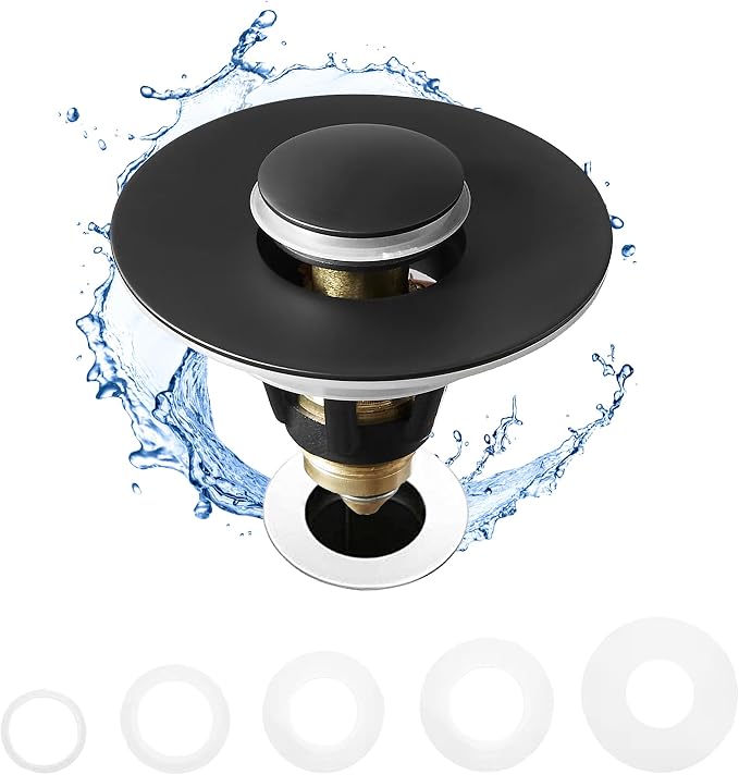 Fransiton 2 Pack Bathroom Sink Drain Stopper, 1.1-1.77 Inch Basin Pop Up Black by Fransiton