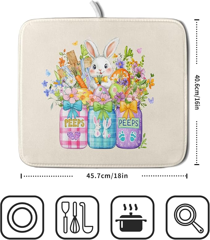 Easter Bunny Carrots Dish Drying Mat - Image 2