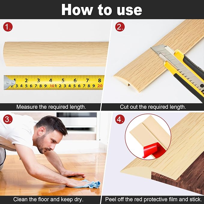 20Ft Carpet Floor Transition Strip, Self Adhesive Floor Edging Trim Strip - Image 6