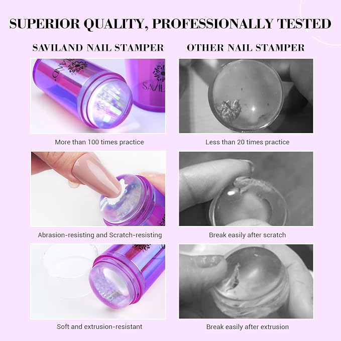 Saviland French Tip Nail Stamp: 5PCS Purple Radium Jelly Stamper Nail Art - Image 6