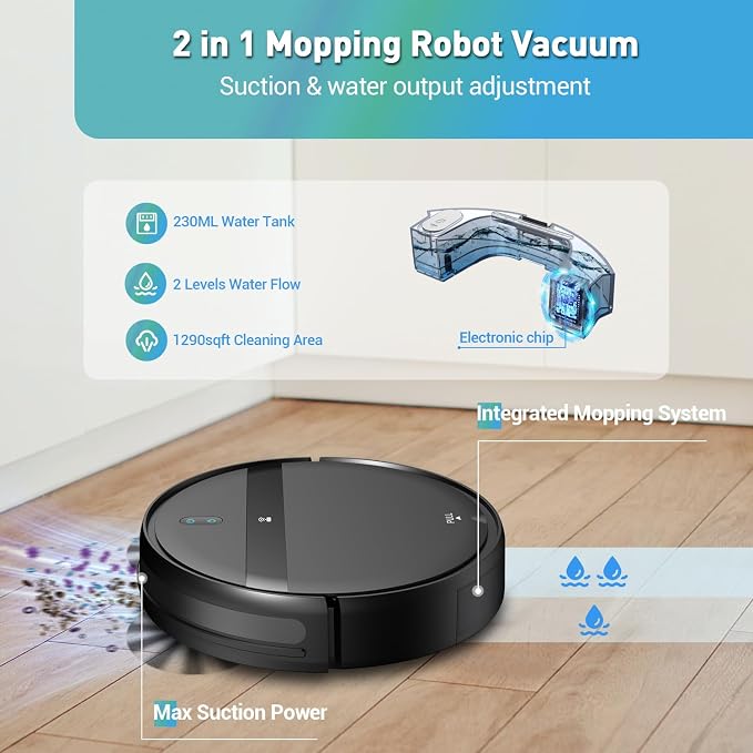 Robot Vacuum and Mop Combo for Pet Hair & Large Homes – Smart App/Voice - Image 3