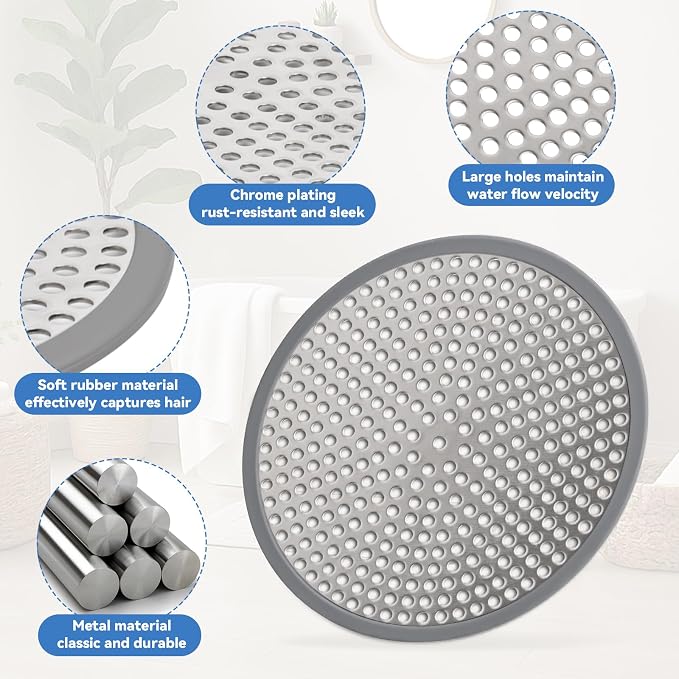 Shower Drain Hair Catcher, 4.72" Shower Drain Cover, All-in-One Universal Sink - Image 6