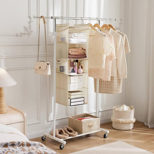 MAX Houser 5 Shelf Hanging Closet Organizer, Space Saver, Cloth Hanging Shelves - Image 2