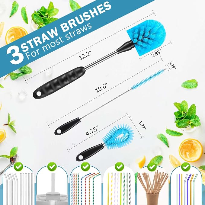 12.2 inch Bottle Brush Set of Three，Washable Coffee Cups, Water Bottles - Image 4