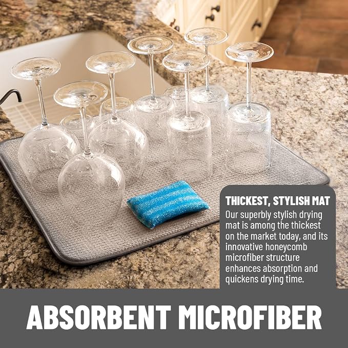Bellemain XXL Dish Mat Microfiber Dish Drying Mat, Super absorbent - Image 2
