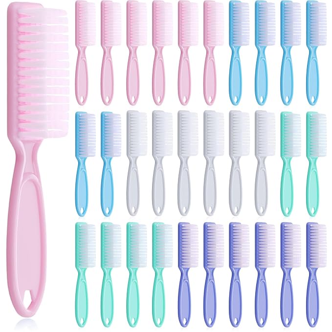 Patelai 30 Pcs Nail Scrubber Brushes Bulk Handle Grip Manicure Brushes by Patelai