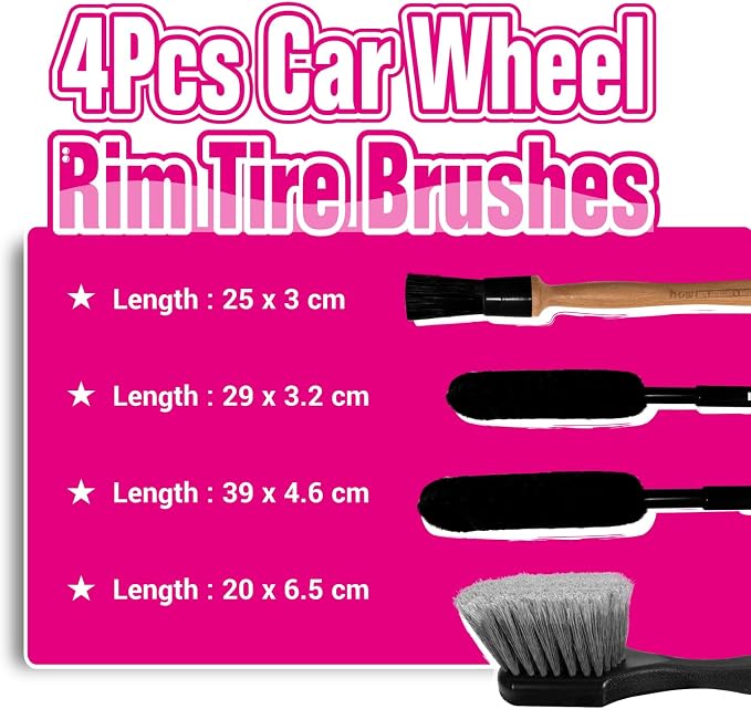 H.O.W 4pcs Car Wheel Rim Tire Brushes - Image 2