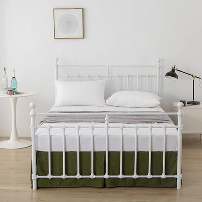 Bed Skirt - Full Size Bed Skirts 18 Inch Drop with Split Corners, Pleated Waffle Weave Bed Skirt, Tailored Dust Easy Fit, Machine Washable, Green, 18" Full