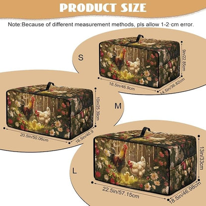 Air Fryer Toaster Oven Dust Cover with Side Pockets, Protective Countertop Microwave Oven Cover for Home Indoor Decor, S, 14.5 x 18.5 x 9 Inches, Rooster Chicken Daisy Print