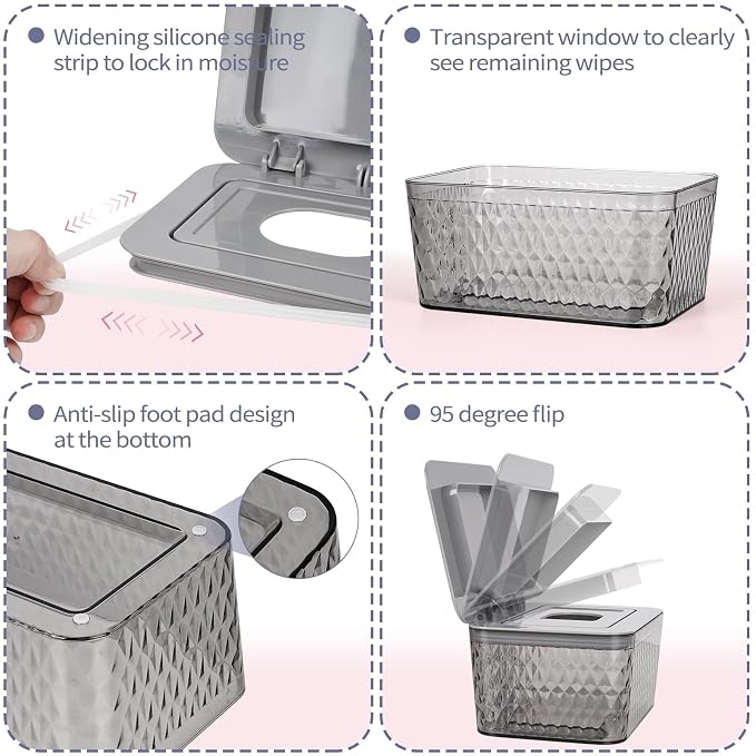 Wipes Dispenser, One-Handed Operation Wipe Holder - Image 3