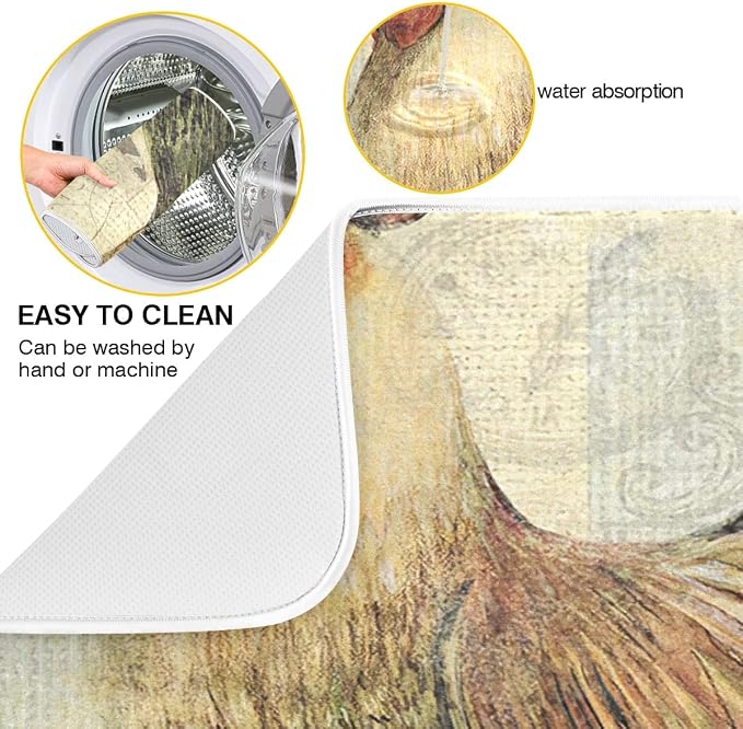 Farmhouse Rooster Dish Drying Mat 18 x 24 Inch - Image 3