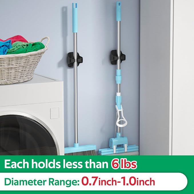 reliahom 5 Pack Broom Holder Wall Mount Mop Grippers No Drilling Self Adhesive - Image 5