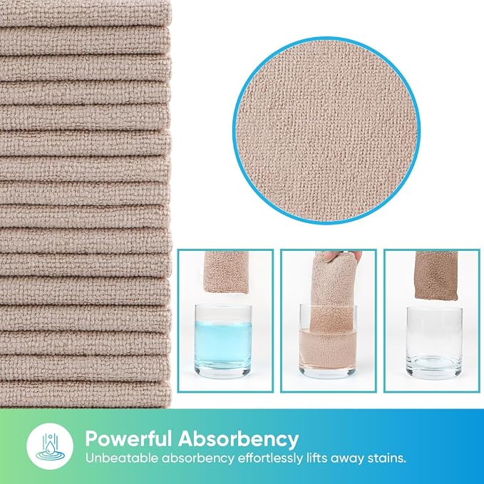HOMEXCEL Microfiber Cleaning Cloths Brown, 100 Pack Microfiber Towels - Image 3