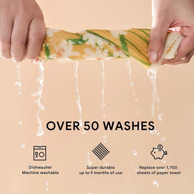 RECYCO Swedish Dishcloths for Kitchen | 4 Pack Oversized Washable Dish Rags | - Image 5