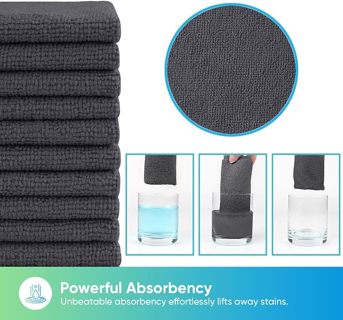 HOMEXCEL Grey Microfiber Cleaning Cloths, 10 Pack Microfiber Towels - Image 3