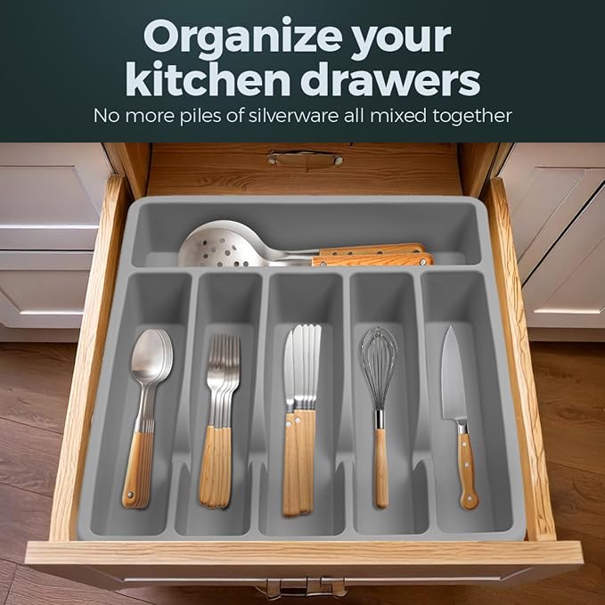 Silicone Silverware Drawer Organizer – Non-Slip Utensil Holder - Image 3