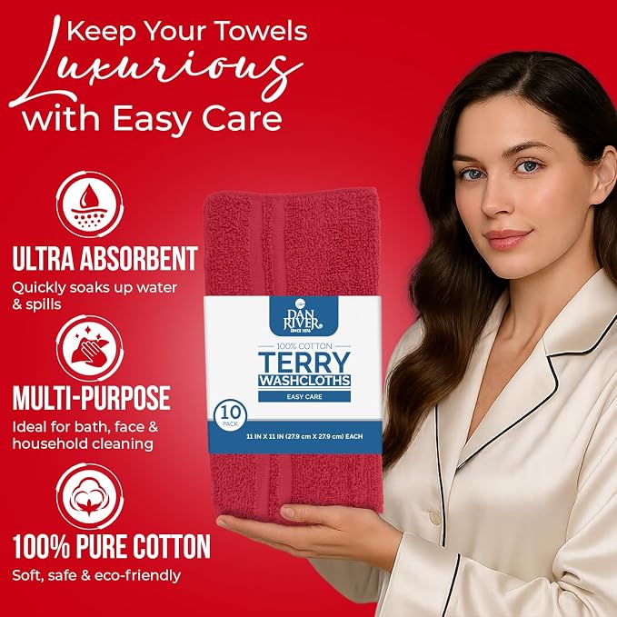 DAN RIVER 10 Pack Wash Cloths for Showering - Image 3