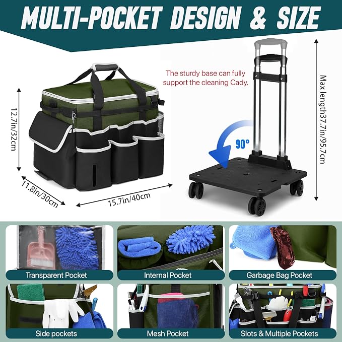 Large Rolling Cleaning Caddy Bag - Image 5