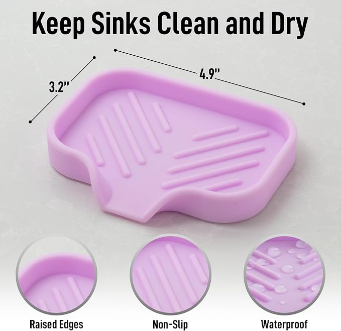 Zulay Kitchen Small Silicone Sponge Holder – Space-Saving Sink Organizer Tray - Image 3