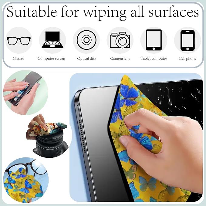 CREATCABIN 6 Packs Thickened Glasses Cleaning Cloth Elegant Flower Design - Image 5