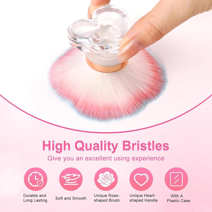 ANGNYA Nail Dust Brush, Rose-shaped Head and Heart-shaped Handle Dust Brush - Image 8