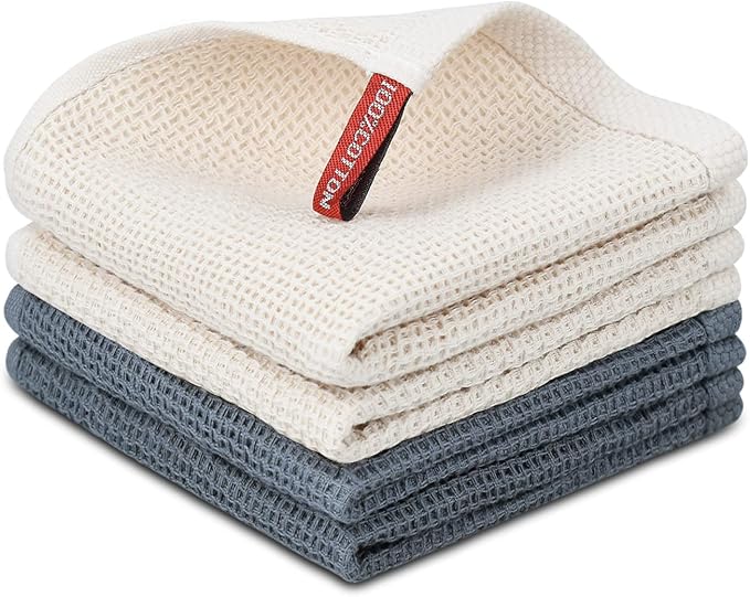 Nialnant Cotton Cleaning Rags, Waffle Weave Kitchen Towels, Absorbent Dish by Nialnant