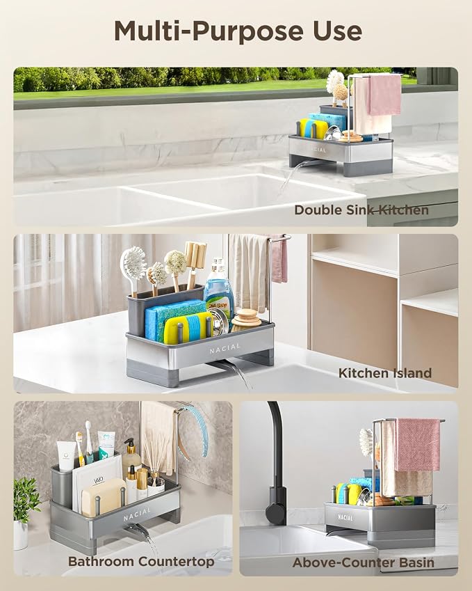 Nacial Sponge Holder for Kitchen Sink, Sink Caddy Organizer - Image 7