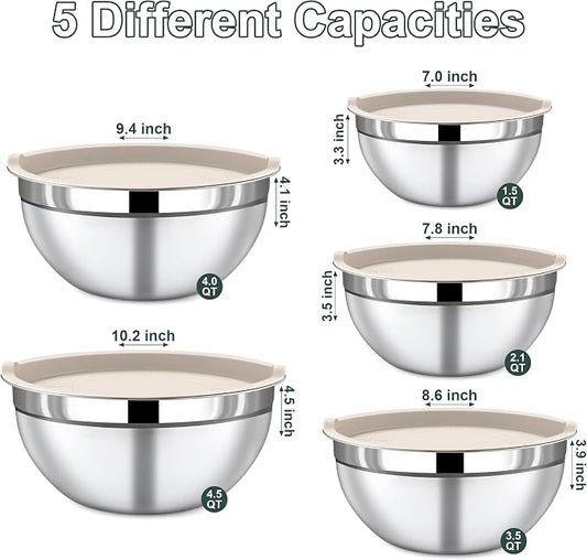 5 Piece Stainless Steel Mixing Bowls - Image 2