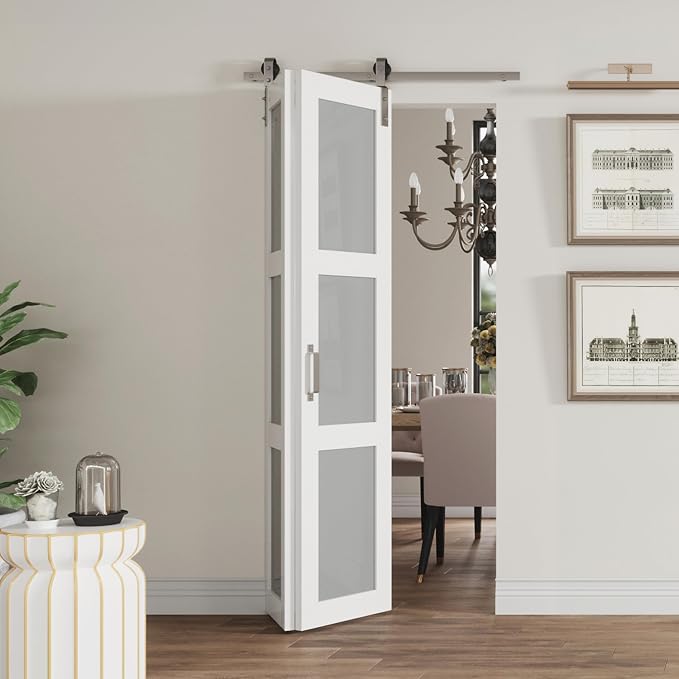 Bifold Closet Doors, 3 Lites Frosted Glass Bifold Door by SOLRIG