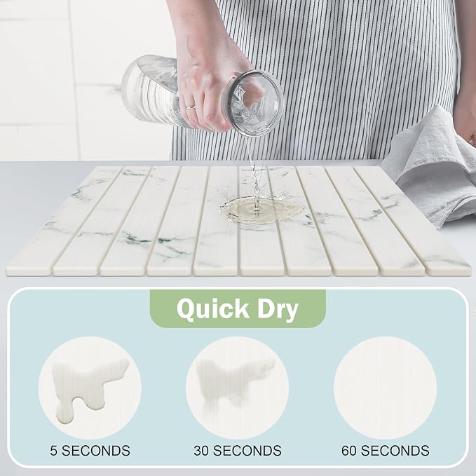 Stone Dish Drying Mat for Kitchen Counter, Versatile Stone Drying Mats for Cups - Image 2