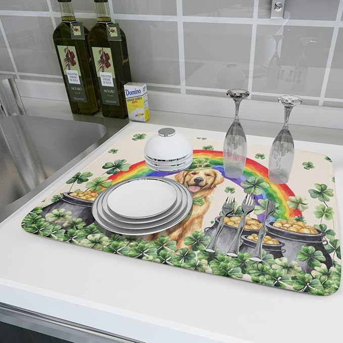 Funny Dog Dish Drying Mats for Kitchen Countertop Large Microfiber Absorbent - Image 6