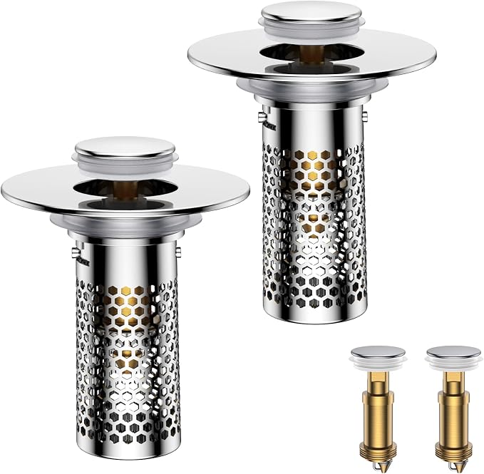 ​Bathroom Sink Drain Strainer, Universal Pop-Up Sink Stopper Hair Catcher by Mengine