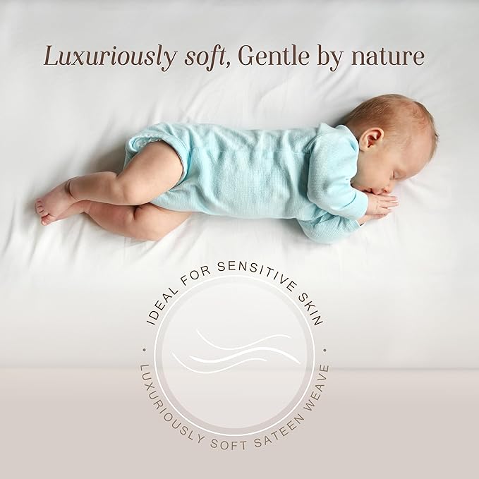 Bella Coterie Luxury Bamboo Viscose Crib Sheet | Organically Grown | Ultra Soft | Cooling for Better Sleep | Deep Pocket Fitted Sheet for Crib & Toddler Mattress | 100% Organically Grown [Grey Mist]
